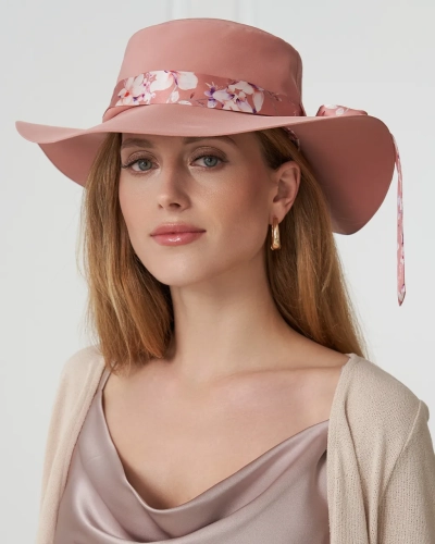 Jedwabny kapelusz przeciwsłoneczny – brudny róż