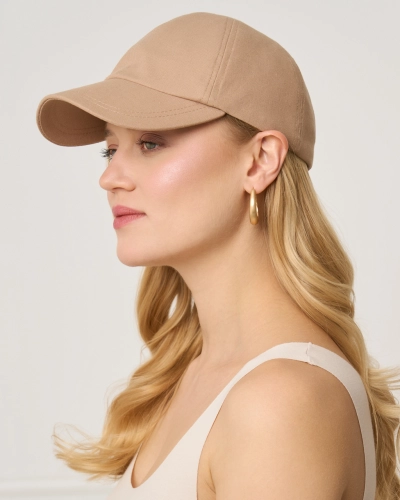 Czapka z daszkiem z jedwabną podszewką - piaskowy beż