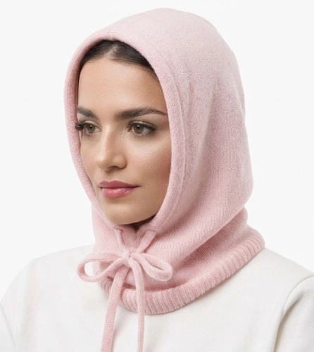 OUTLET Kaszmirowa Balaclava z jedwabną podszewką – jasny róż 