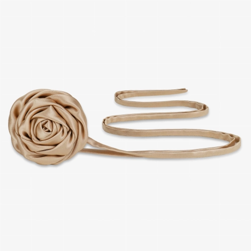 Jedwabny choker z różą - złoty